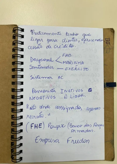 Anotações funcionavam como uma espécie de manual do golpe para conseguir 'clientes'