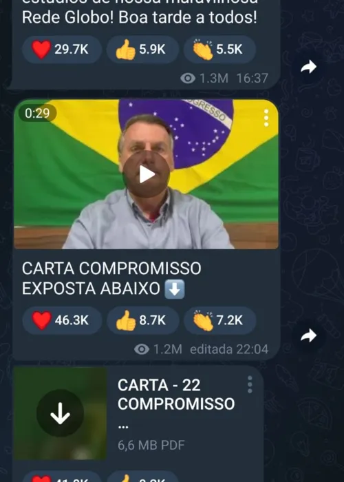 A última postagem no Telegram dele é de sábado