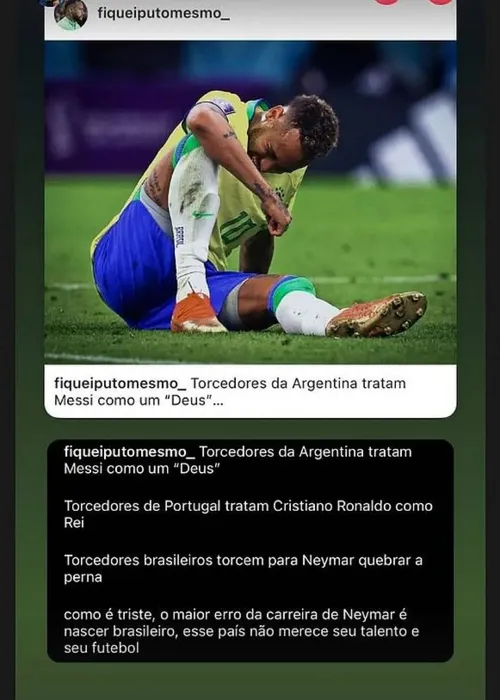 Mensagem foi postada nos stories do atacante