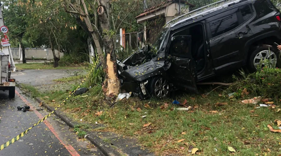 O carro onde as vítimas estavam teria colidido contra uma árvore