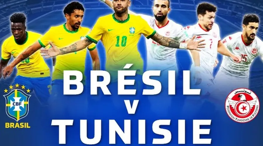 Cartaz do amistoso entre Brasil x Tunísia, no dia 27 de setembro
