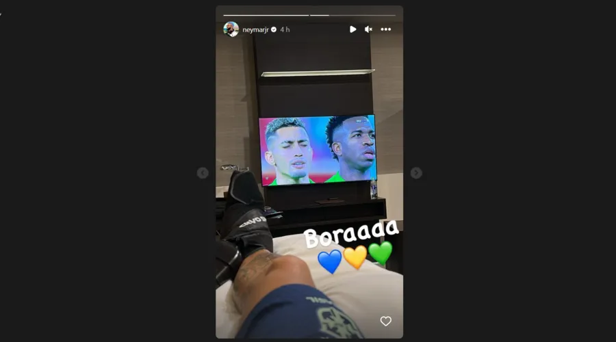 Imagem ilustrativa da imagem Vini Jr conta que Neymar teve ‘um pouco de febre’ nesta segunda