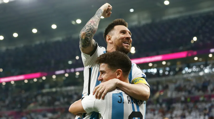 Messi comemora gol da Argentina na Copa do Mundo