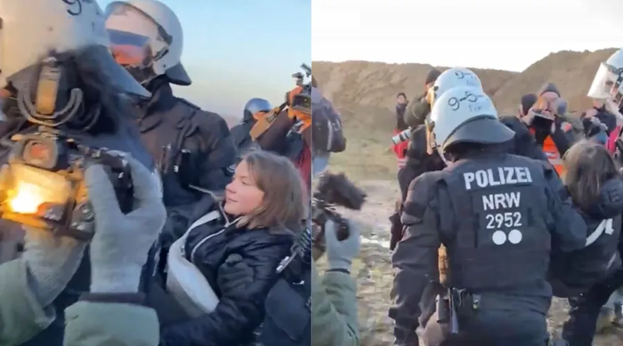 Greta Thunberg foi detida durante manifestações em mina de carvão