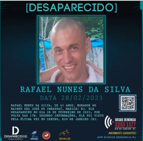 Cartaz de desaparecido de Rafael Nunes da Silva