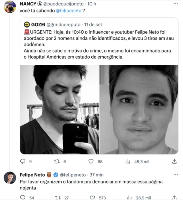 Felipe Neto desmente fake news em que supostamente esbanja dinheiro em  vídeo: 'Era uma websérie