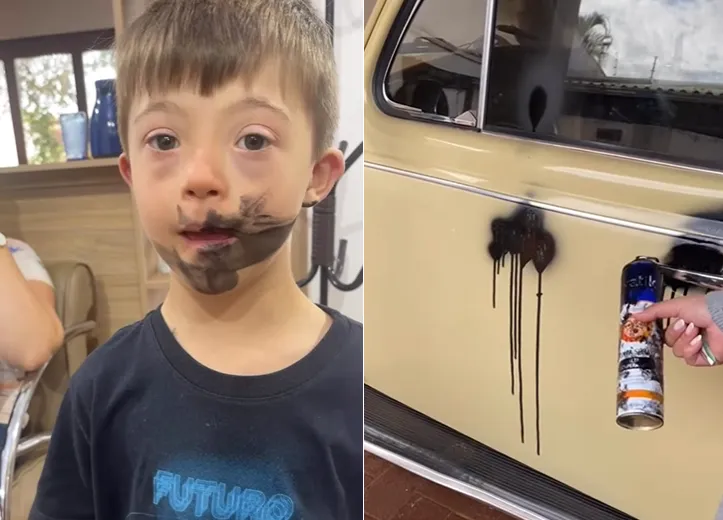 Menino viraliza ao pintar carro da família com tinta spray: 'quero viajar  num fusca preto'; veja vídeo, Mato Grosso do Sul