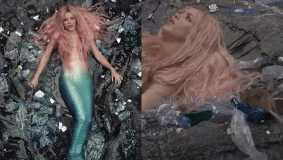 No vídeo, Shakira aparece gritando e se levantando rapidamente