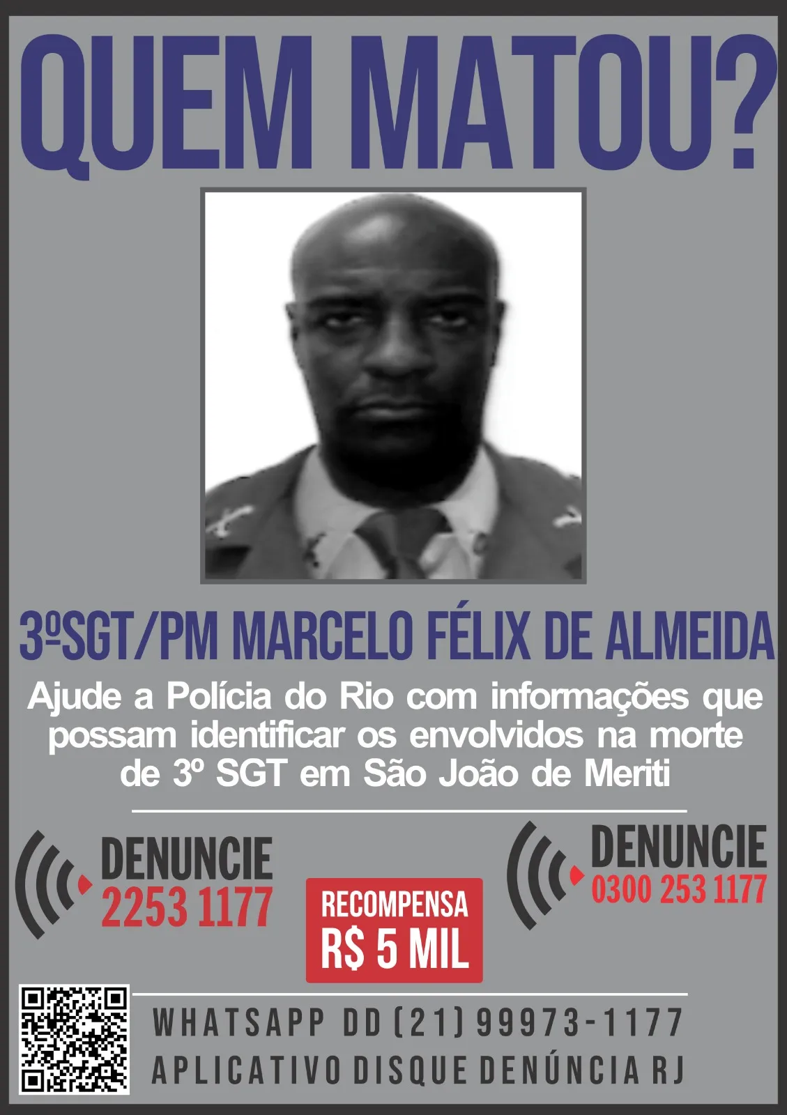 3º sargento, Marcelo Félix, de 42 anos, estava há 14 anos na corporação
