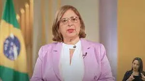 A ministra das Mulheres, Cida Gonçalves, fez pronunciamento na TV