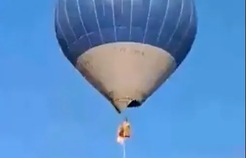 Balão pegou fogo com família dentro