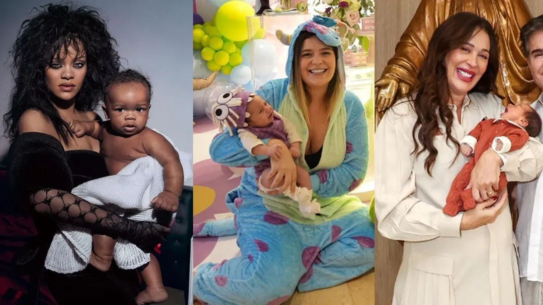 Rihanna, Viih Tube e Cláudia Raia com seus bebês