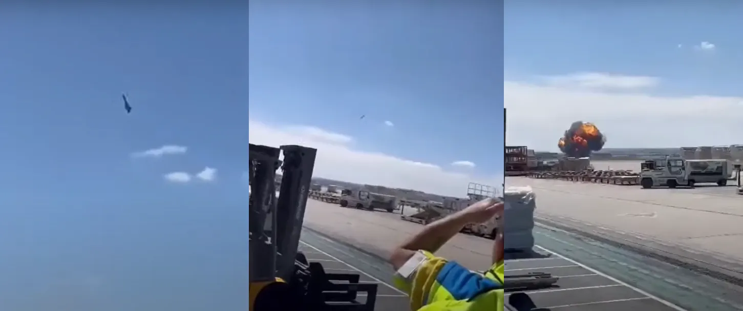 Avião caça F-18 caiu na Base Militar de Zaragoza