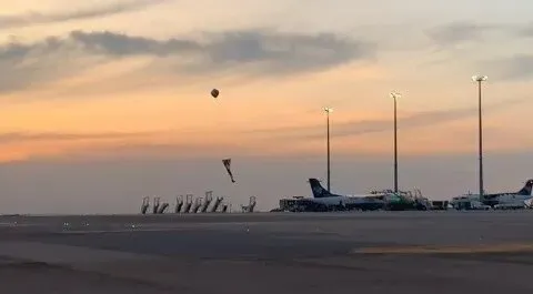Balão caiu e pegou fogo, mas não interferiu na operação do aeroporto