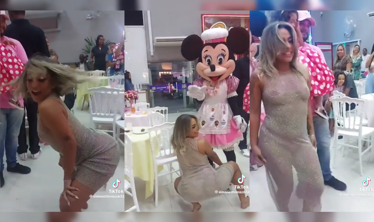 Brenna Azevedo dançou funk com uma roupa quase transparente no aniversário da filha de três anos