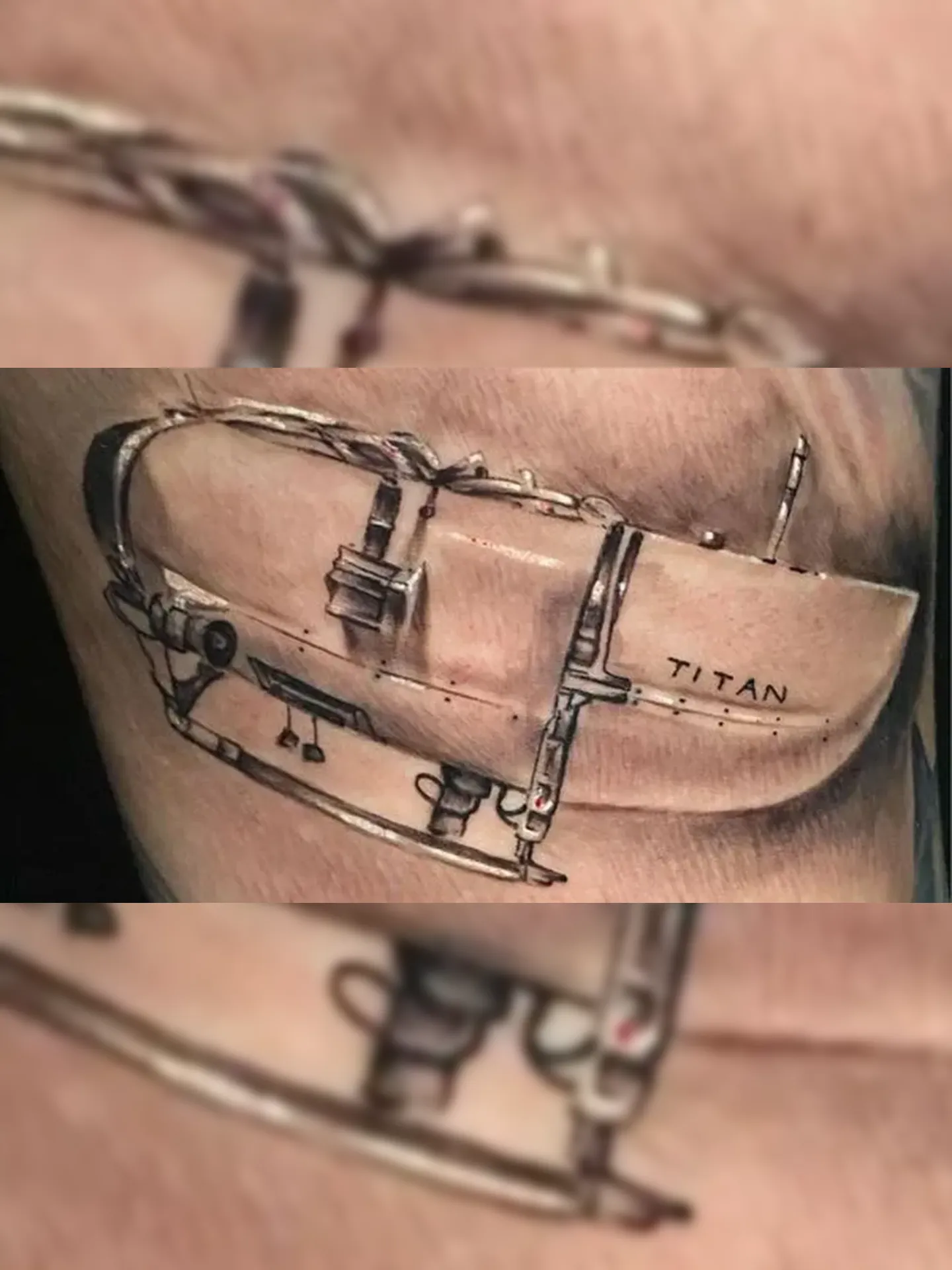 Tatuador sugeriu o desenho em homenagem ao submarino e o cliente logo topou