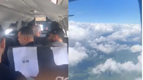 Os músicos registraram o momento em que a porta do avião abriu