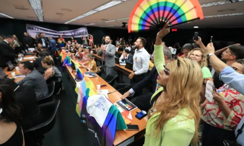 Houve protesto de manifestantes LGBTI+ antes da sessão