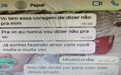 Conversa entre pai e filha mostra o suspeito coagindo a vítima