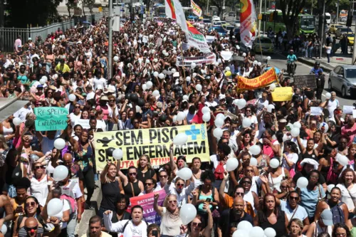 Categoria fez um ato na manhã desta sexta-feira, no Centro do Rio