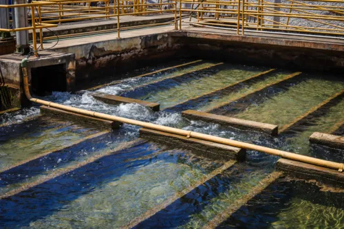 Tanques no processo de limpeza da água