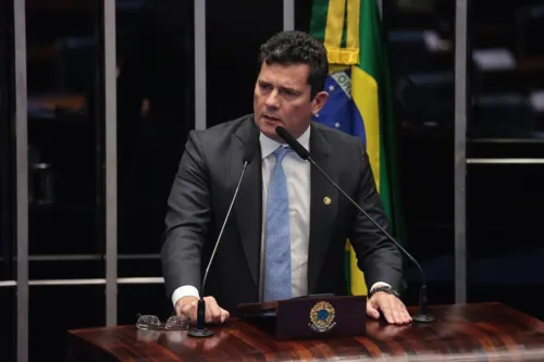 Sergio Moro durante discurso na tribuna do Senado