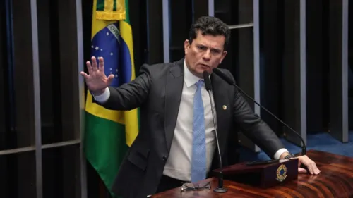 Sergio Moro durante discurso na tribuna do Senado