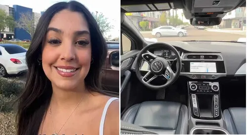 Influenciadora mostra viagem em um carro sem motorista