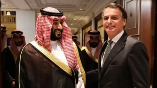 Bolsonaro e o príncipe herdeiro da Arábia Saudita, Mohammad bin Salman