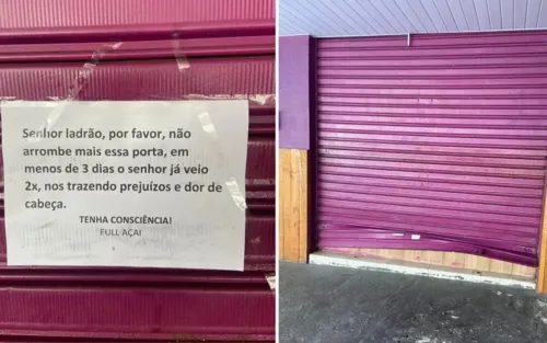 Dono da loja deixou um bilhete na porta do estabelecimento