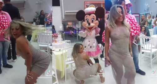 Brenna Azevedo dançou funk com uma roupa quase transparente no aniversário da filha de três anos