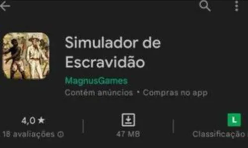 O jogo mostrava imagens de pessoas acorrentadas, inclusive um homem negro, que aparecia coberto de grilhões em uma estética semelhante a um desenho animado