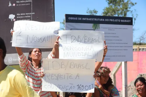 Protesto dos indígenas em Maricá ocorrido no mês de abril