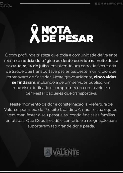 Nota foi assinada pelo prefeito Ubaldino Amaral