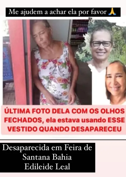 Cartaz com fotos de Edileide Leal foi divulgado nas redes sociais