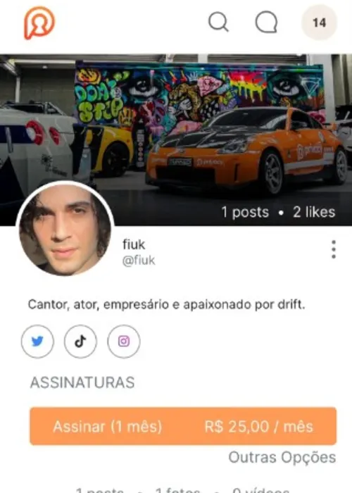 Perfil do Fiuk no Privacy