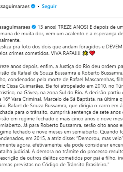 Imagem ilustrativa da imagem Justiça ordena prisão de envolvidos na morte de filho de atriz