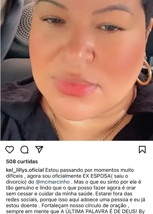 Kelly postou um desabafo neste domingo nas redes sociais