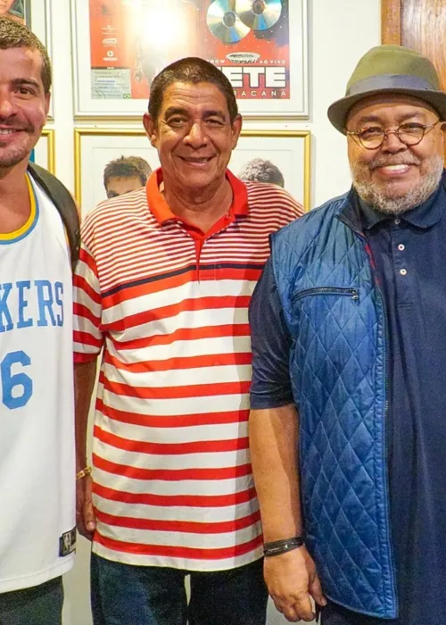 Thiago Martins postou uma foto em estúdio com Zeca Pagodinho e Jorge Aragão