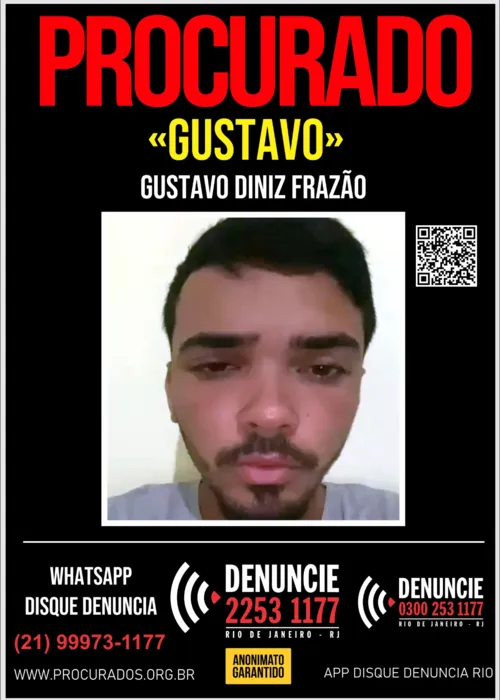 Cartaz com o nome do suspeito foi divulgado pelo Portal dos Procurados