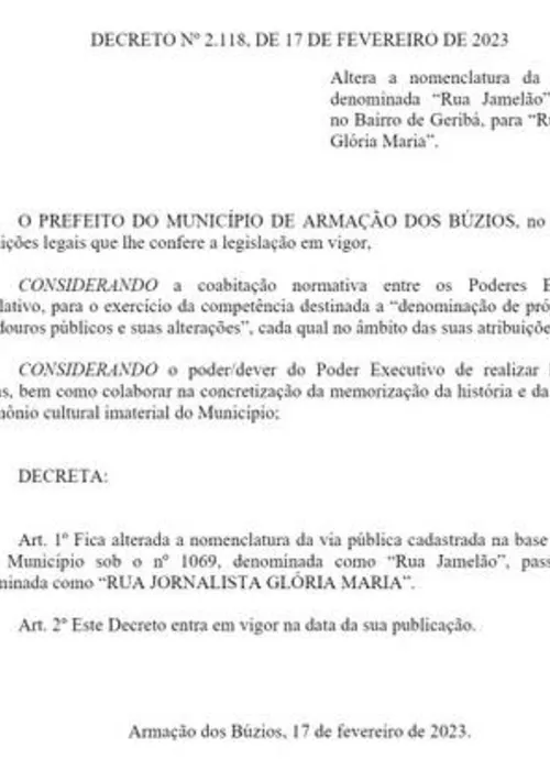 Decreto da prefeitura