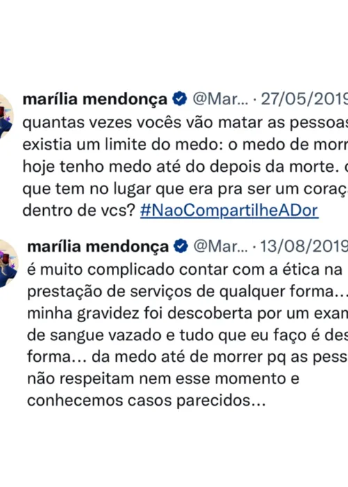 Tweets da cantora em 2019