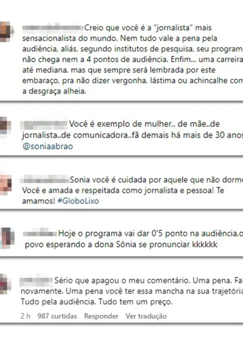 Alguns internautas atacaram a apresentadora. Outros, prestaram solidariedade