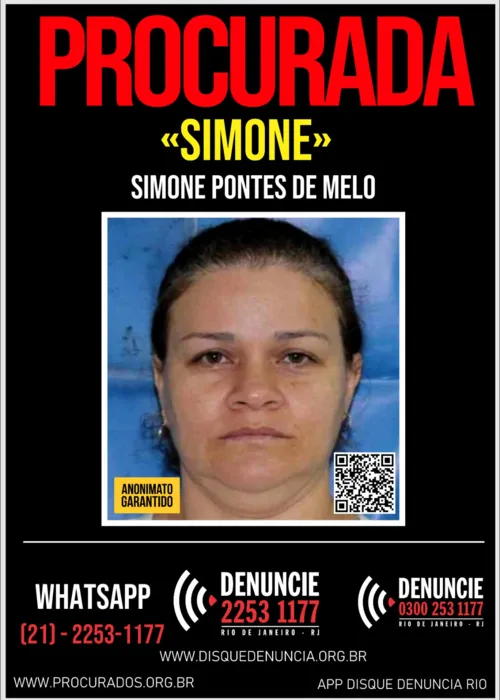 Simone Pontes está sendo procurada pela  polícia