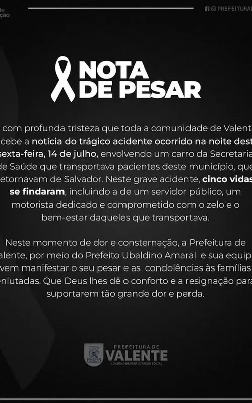 Nota foi assinada pelo prefeito Ubaldino Amaral