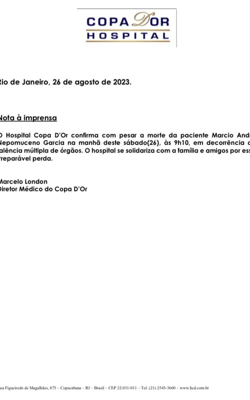 Nota de falecimento do MC Marcinho