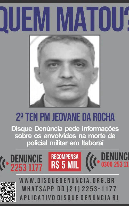 Imagem ilustrativa da imagem Disque Denúncia oferece R$ 5 mil para identificar assassinos de PM