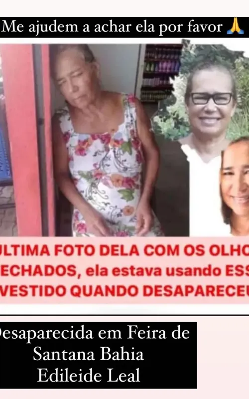 Cartaz com fotos de Edileide Leal foi divulgado nas redes sociais
