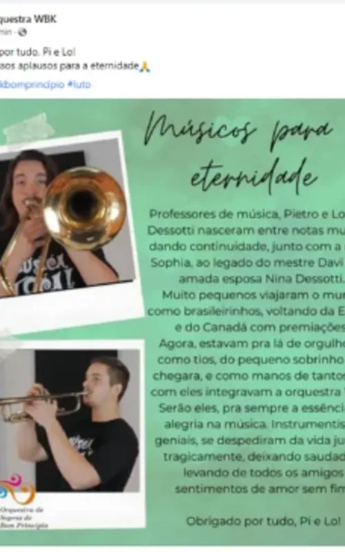 Pai dos jovens postou uma homenagem nas redes sociais