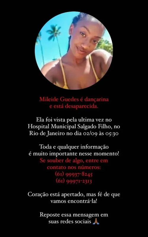 Imagem ilustrativa da imagem Iza pede ajuda para achar dançarina que está desaparecida no Rio